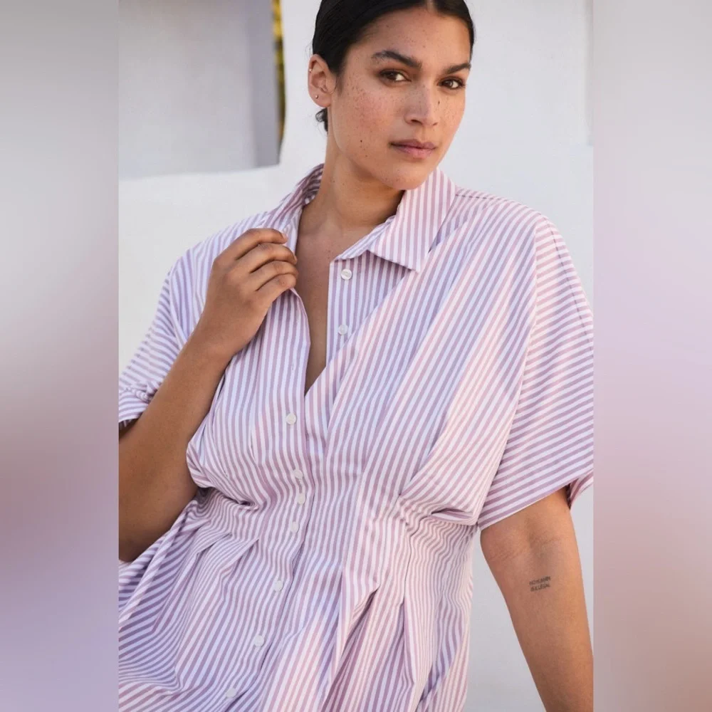 Anthropologie The Tobie Button-Front Pleated Shirt Dress - Picture 7 of 14
